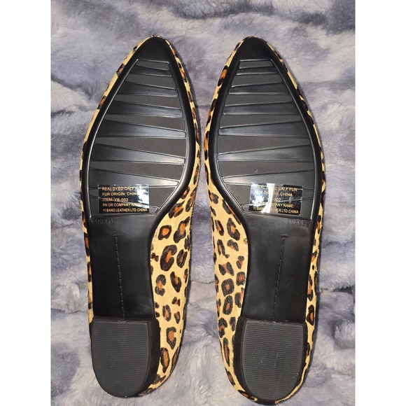NWB VANELI GANET Camel Dino‎ Leopard Print calf hair Ballet Flat Size 7 Wide - Picture 6 of 8